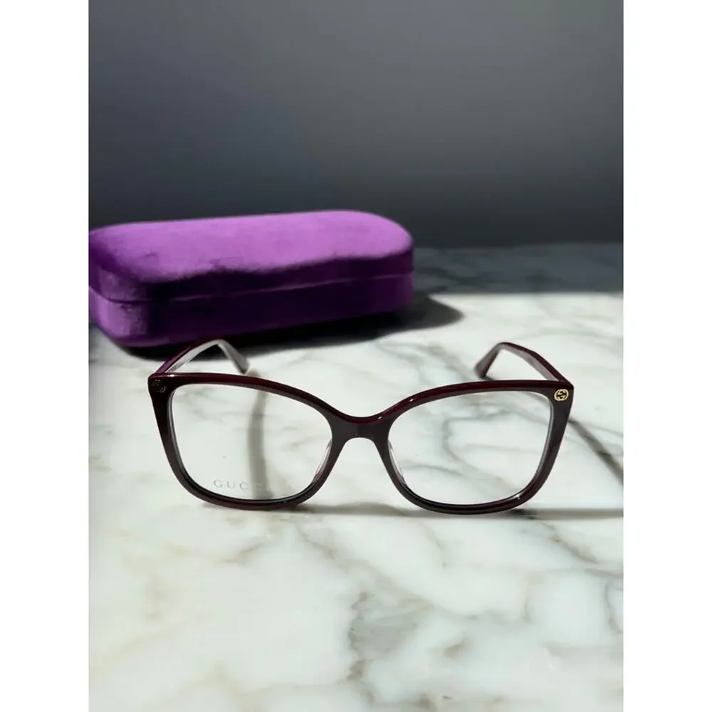 NEW Gucci GG0026O Burgundy Cat Eye Eyeglasses Frames